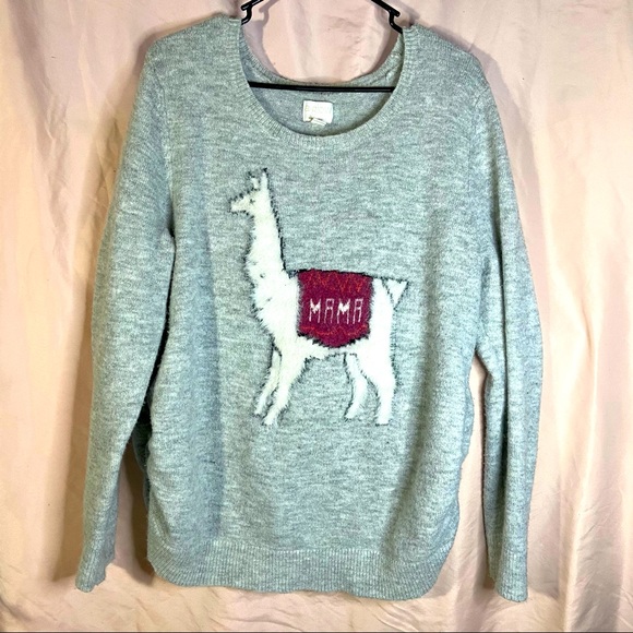 “Mama” llama fuzzy maternity sweater Size XL - Picture 2 of 11